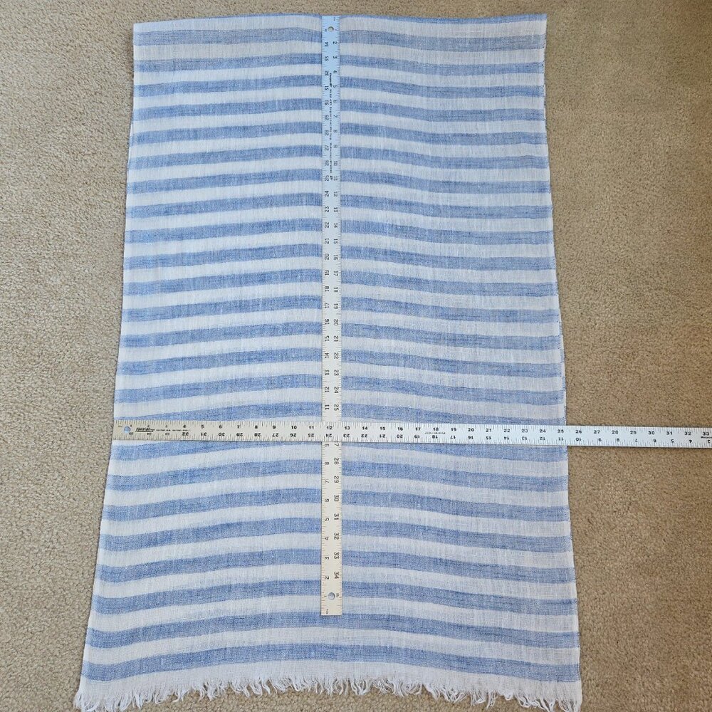 Club Monaco Linen Stripe Scarf Blue & White - Picture 3 of 8